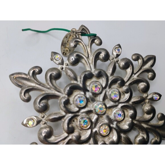 LENOX Sparkle and Scroll Multi-Crystal Snowflake Ornament Silverplate 851325 - Picture 3 of 7